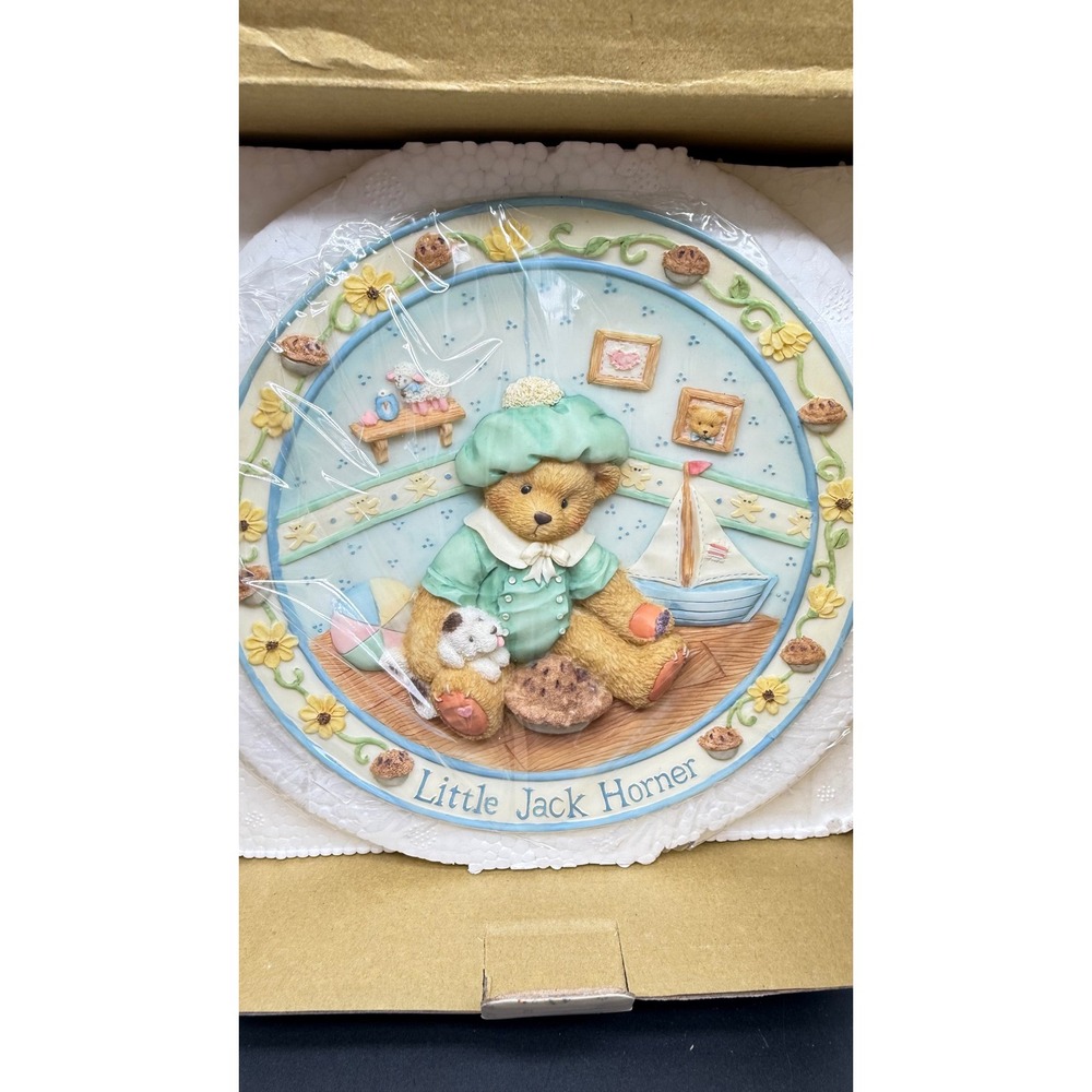 Cherished Teddies Little Jack Horner Nursery Rhyme Plate 1995 Enesco 151998 Box